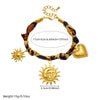 Wholesale Women's Bohemian Minimalist Heart Shape Leopard Print Stainless Steel Goldplated Bracelet With Love Pendant