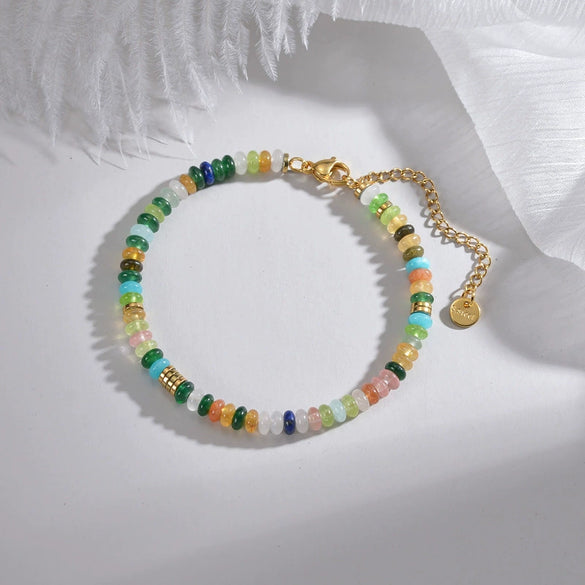 Wholesale Women's Bohemian Style Geometric Titanium Steel Beaded Electroplated Bracelet