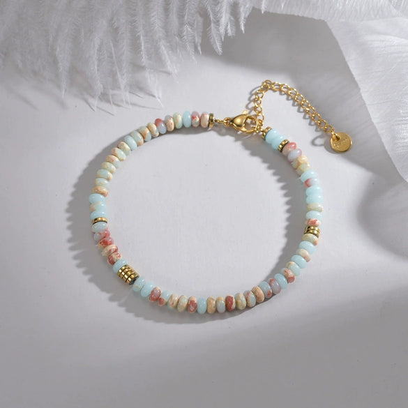 Wholesale Women's Bohemian Style Geometric Titanium Steel Beaded Electroplated Bracelet