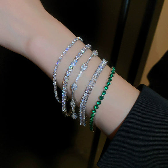 Wholesale Women's Bohemian Style Heart Pattern Copper Bracelet With Zircon And Glass Design