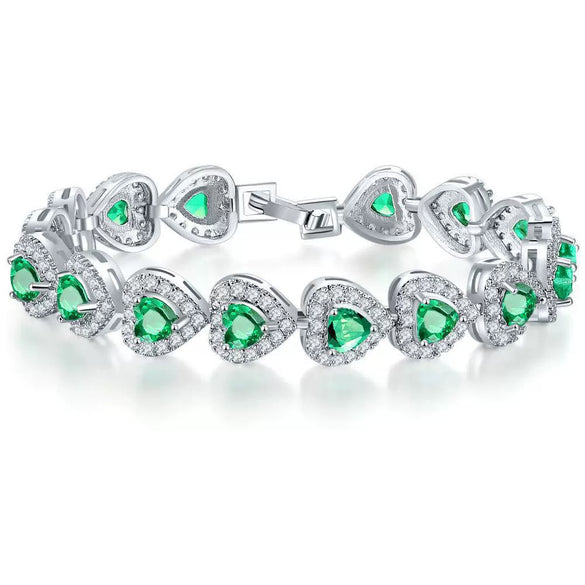 Wholesale Women's Bohemian Style Heart Pattern Copper Bracelet With Zircon And Glass Design