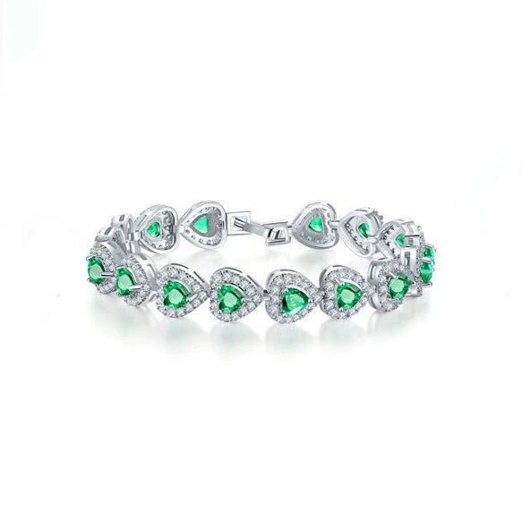 Wholesale Women's Bohemian Style Heart Pattern Copper Bracelet With Zircon And Glass Design