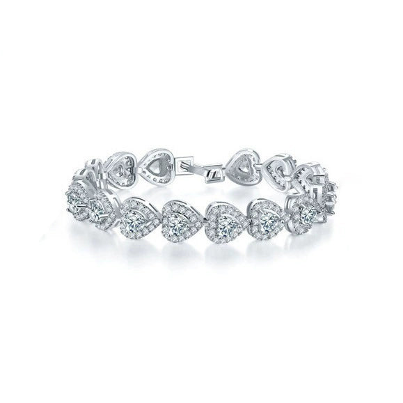 Wholesale Women's Bohemian Style Heart Pattern Copper Bracelet With Zircon And Glass Design