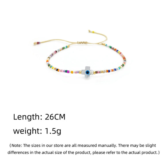 Wholesale Women's Bohemian Style Natural Shell And Glass Glaze Handwoven Geometric Beaded Bracelet