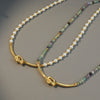 Wholesale Women's Bohemian Style Natural Stone Glass Beaded Necklace With Geometric Pattern Handmade From Agate Copper