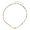 Wholesale Women's Bohemian Style Natural Stone Glass Beaded Necklace With Geometric Pattern Handmade From Agate Copper