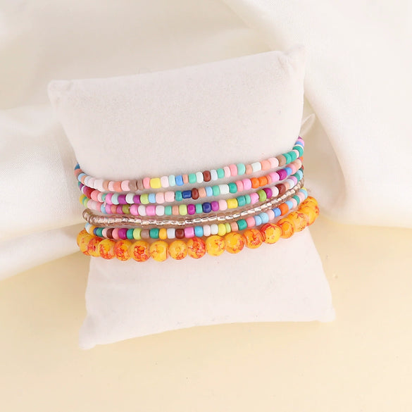 Wholesale Women's Bohemian Style Rice Bead Bracelet Set With Heart Pattern
