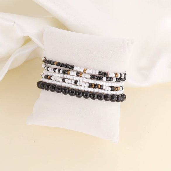 Wholesale Women's Bohemian Style Rice Bead Bracelet Set With Heart Pattern