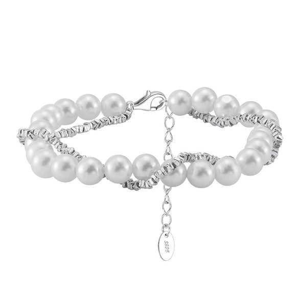 Wholesale Women's Bohemian Style 925 Sterling Silver Geometric Beads Clavicle Chain Necklace With Electroplating
