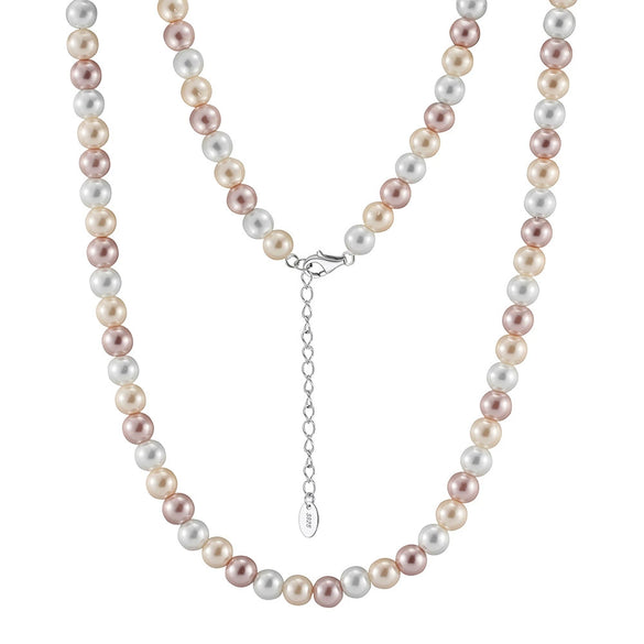 Wholesale Women's Bohemian Style 925 Sterling Silver Geometric Beads Clavicle Chain Necklace With Electroplating