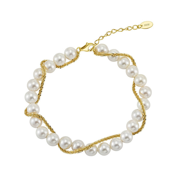 Wholesale Women's Bohemian Style 925 Sterling Silver Geometric Beads Clavicle Chain Necklace With Electroplating