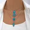 Wholesale Women's Bohemian Style Vintage Turquoise Flower Turtle Shell Alloy Resin Necklace Electroplated