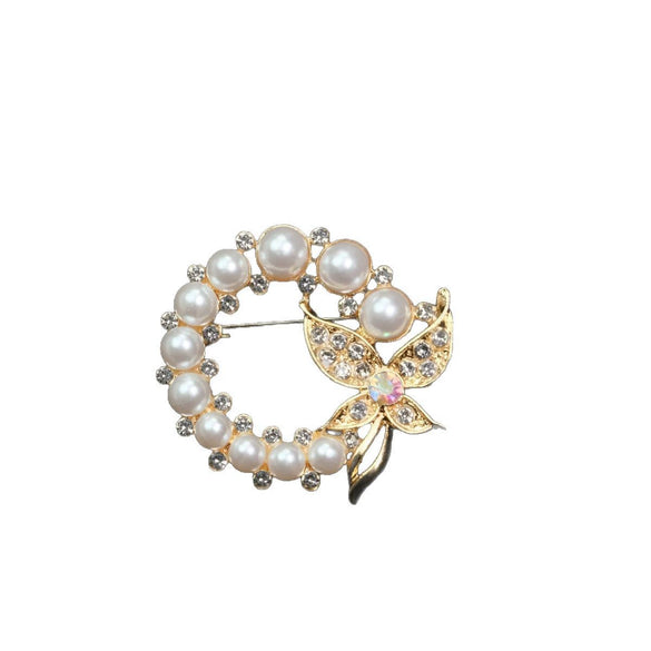 Wholesale Women's Bow Pearl Brooch Zinc Alloy Electroplated Clothing Accessory