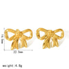 Wholesale Women's Bow Tie Pattern Stainless Steel Earrings With Pvd Furnace Vacuum Real Gold Plating