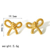 Wholesale Women's Bow Tie Pattern Stainless Steel Earrings With Pvd Furnace Vacuum Real Gold Plating