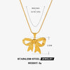 Wholesale Women's Bow Tie Pattern Titanium Steel And Stainless Steel O Chain Clavicle Necklace With Electroplating