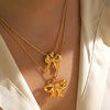 Wholesale Women's Bow Tie Pattern Titanium Steel And Stainless Steel O Chain Clavicle Necklace With Electroplating