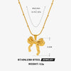 Wholesale Women's Bow Tie Pattern Titanium Steel And Stainless Steel O Chain Clavicle Necklace With Electroplating