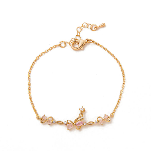 Wholesale Women's Bow Zircon Bracelet Copper Plastic Set With Diamonds