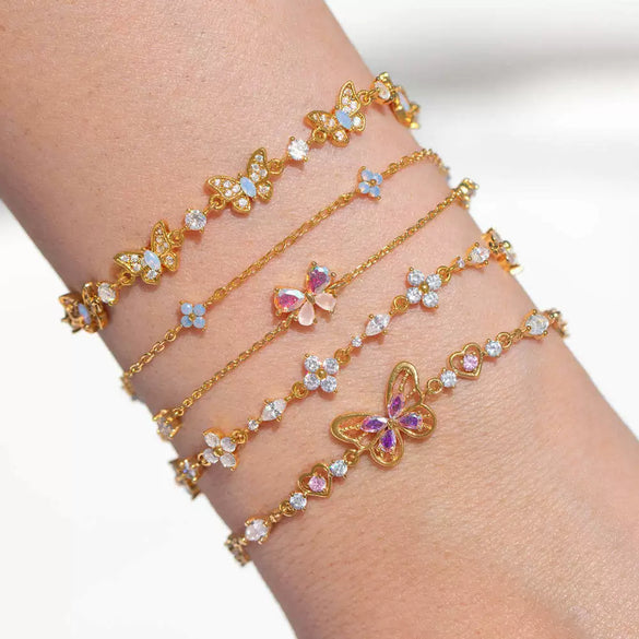 Wholesale Women's Bow Zircon Bracelet Copper Plastic Set With Diamonds