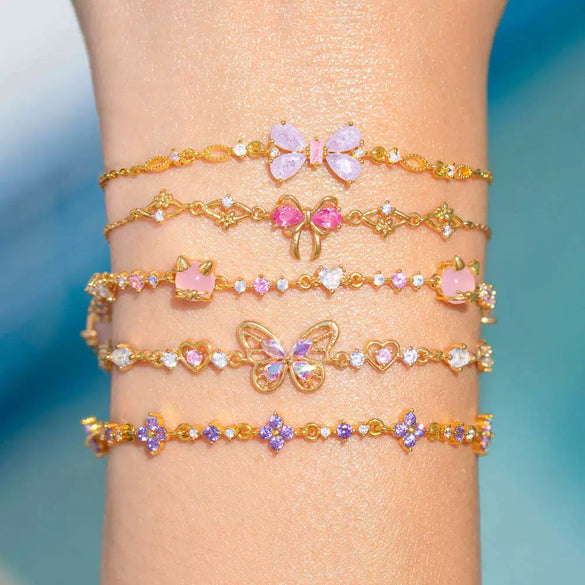 Wholesale Women's Bow Zircon Bracelet Copper Plastic Set With Diamonds