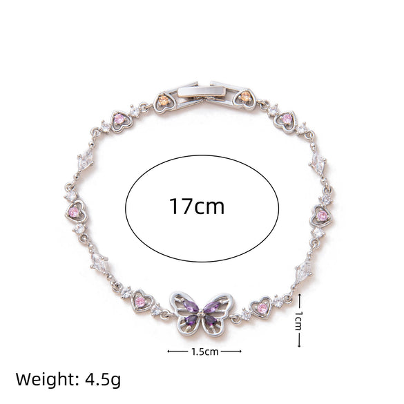 Wholesale Women's Bow Zircon Bracelet Copper Plastic Set With Diamonds