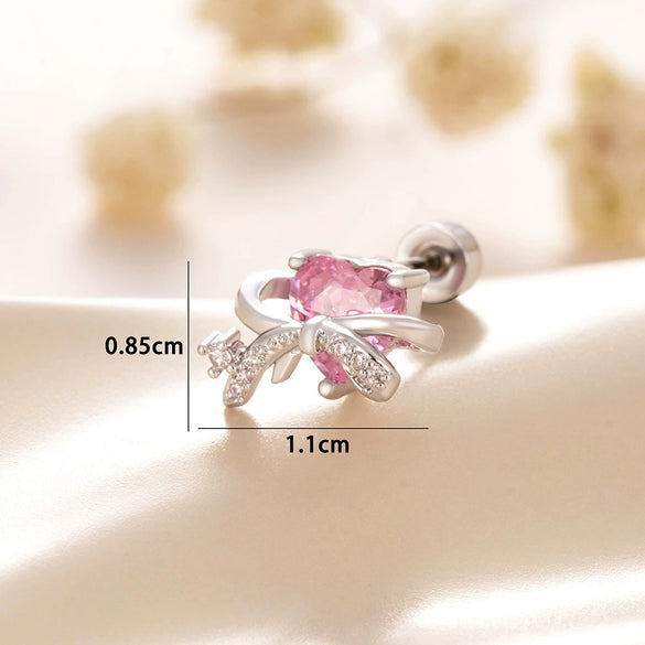 Wholesale Women's Bowknot Copper Titanium Steel Ear Nail Earrings With Diamond Design