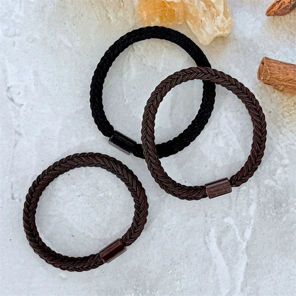 Wholesale Women's Braided Hair Band Handmade High Elastic Head Rope With Leather Cover Mixed Materials