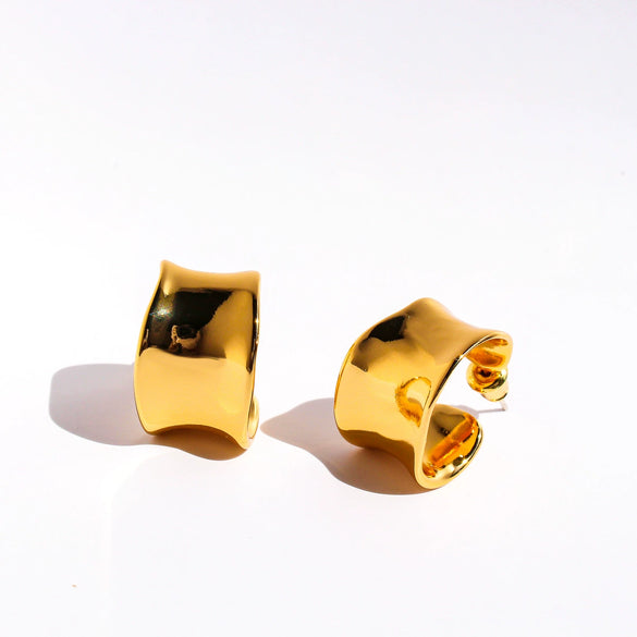 Wholesale Women's Brass And 925 Silver Needle Geometric Wave Cshaped Electroplated Earrings