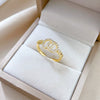 Wholesale Women's Brass Crown Pattern Open Double Ring With Gold Electroplating And Micro Inlay