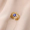 Wholesale Women's Brass Electroplated Devil's Eye Heart Eye Open Bracelet Ring