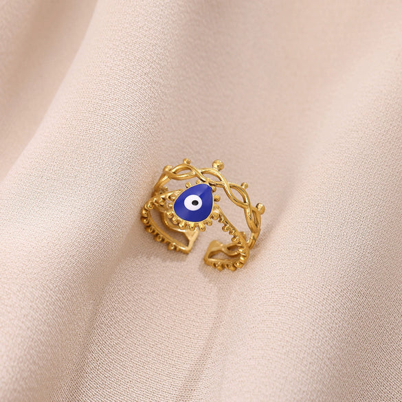 Wholesale Women's Brass Electroplated Devil's Eye Heart Eye Open Bracelet Ring