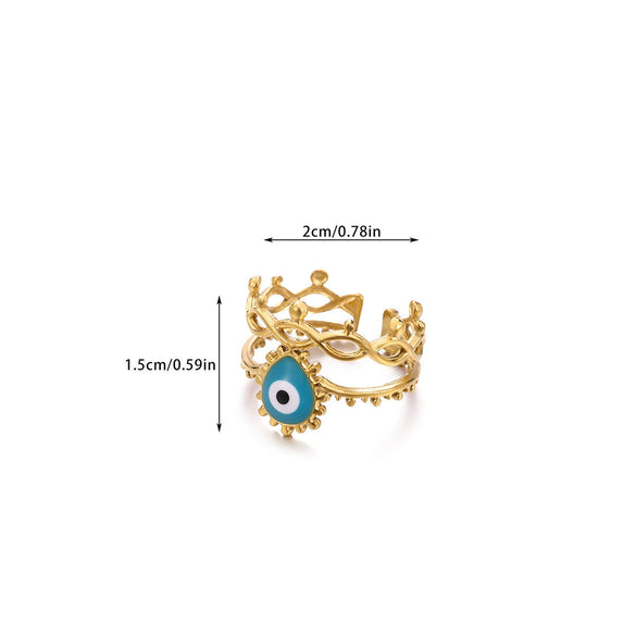 Wholesale Women's Brass Electroplated Devil's Eye Heart Eye Open Bracelet Ring