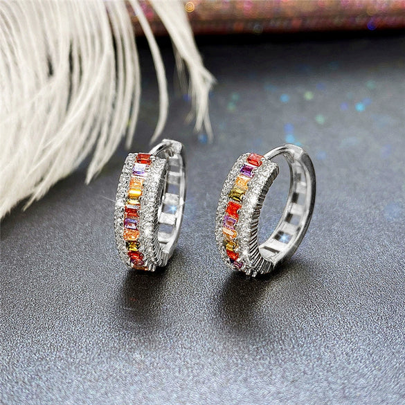 Wholesale Women's Brass Goldplated Zircon Geometric Earring