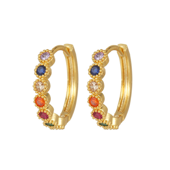 Wholesale Women's Brass Lace Green Zircon Geometric Earrings Gold Plated