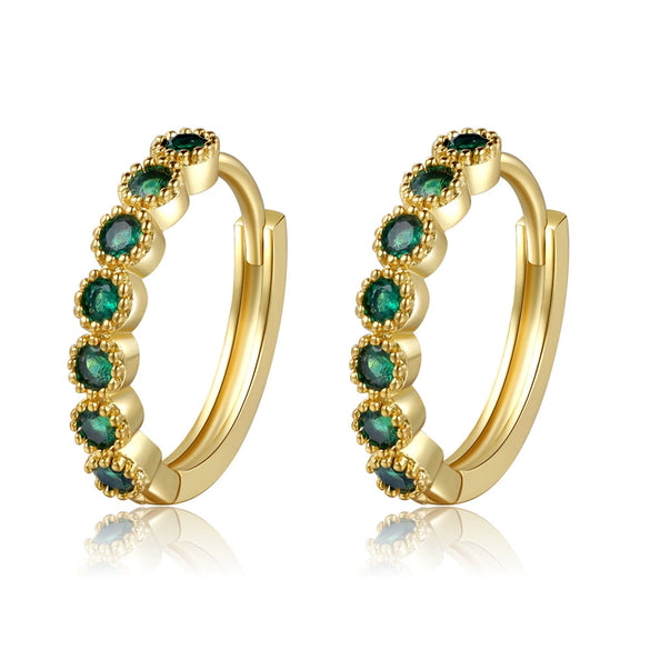 Wholesale Women's Brass Lace Green Zircon Geometric Earrings Gold Plated