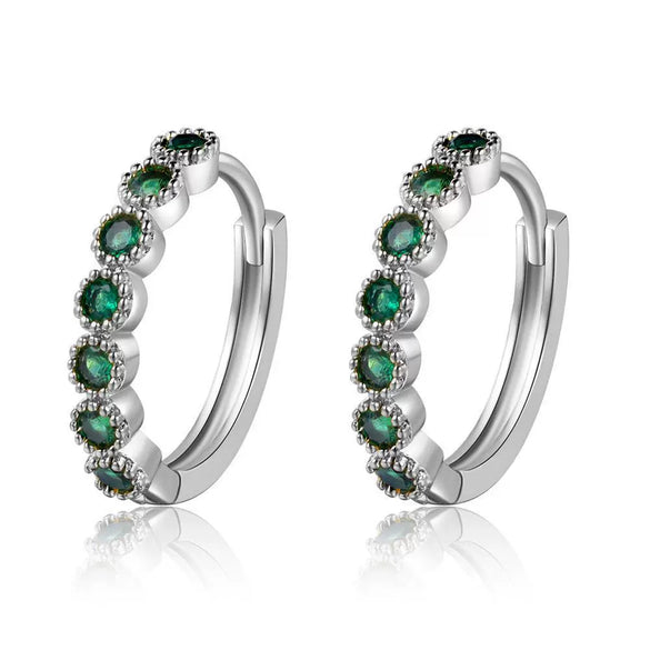 Wholesale Women's Brass Lace Green Zircon Geometric Earrings Gold Plated