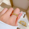Wholesale Women's Brass Ring Open Twisted Style With Crown Pattern Real Gold Plating Microinlaid