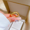 Wholesale Women's Brass Ring Open Twisted Style With Crown Pattern Real Gold Plating Microinlaid