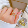 Wholesale Women's Brass Ring With The Crown Pattern Real Gold Electroplated Light Luxury Style