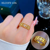Wholesale Women's Brass Ring With The Crown Pattern Real Gold Electroplated Light Luxury Style