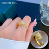 Wholesale Women's Brass Ring With The Crown Pattern Real Gold Electroplated Light Luxury Style