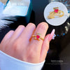 Wholesale Women's Brass Ring With The Crown Pattern Real Gold Electroplated Light Luxury Style