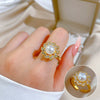Wholesale Women's Brass Ring With The Crown Pattern Real Gold Electroplated Light Luxury Style