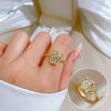 Wholesale Women's Brass Ring With The Crown Pattern Real Gold Electroplated Light Luxury Style