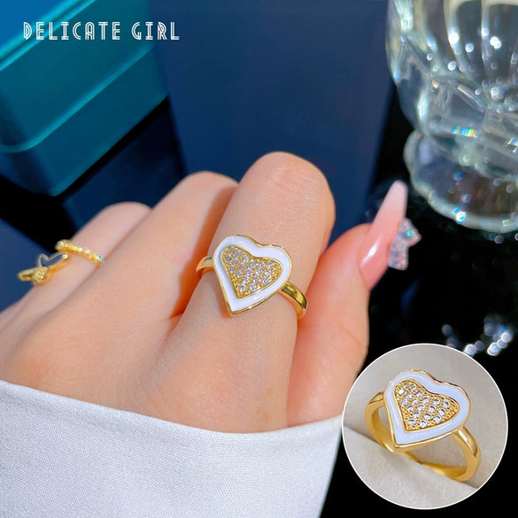 Wholesale Women's Brass Ring With The Crown Pattern Real Gold Electroplated Light Luxury Style