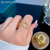 Wholesale Women's Brass Ring With The Crown Pattern Real Gold Electroplated Light Luxury Style