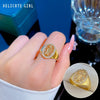 Wholesale Women's Brass Ring With The Crown Pattern Real Gold Electroplated Light Luxury Style
