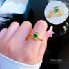 Wholesale Women's Brass Ring With The Crown Pattern Real Gold Electroplated Light Luxury Style