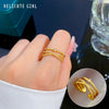 Wholesale Women's Brass Ring With The Crown Pattern Real Gold Electroplated Light Luxury Style